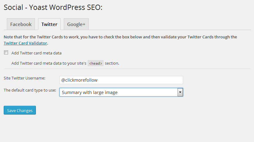 WordPress SEO Twitter Settings