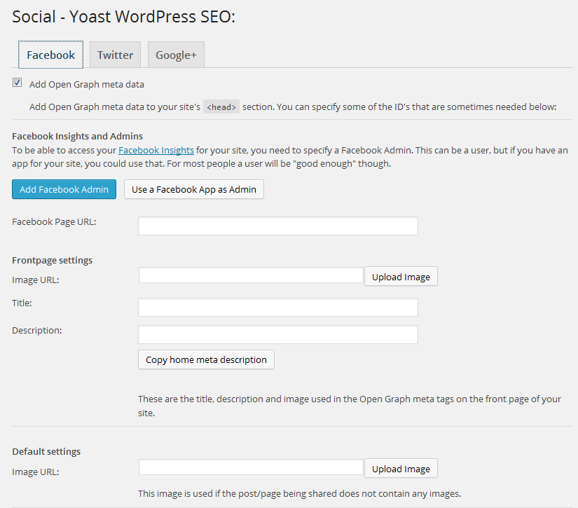WordPress SEO Facebook Settings